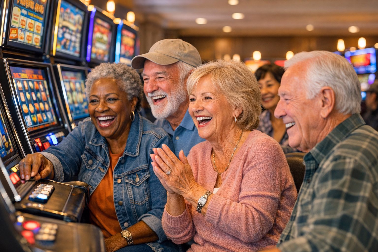 Seniori spēlē spēļu automātus